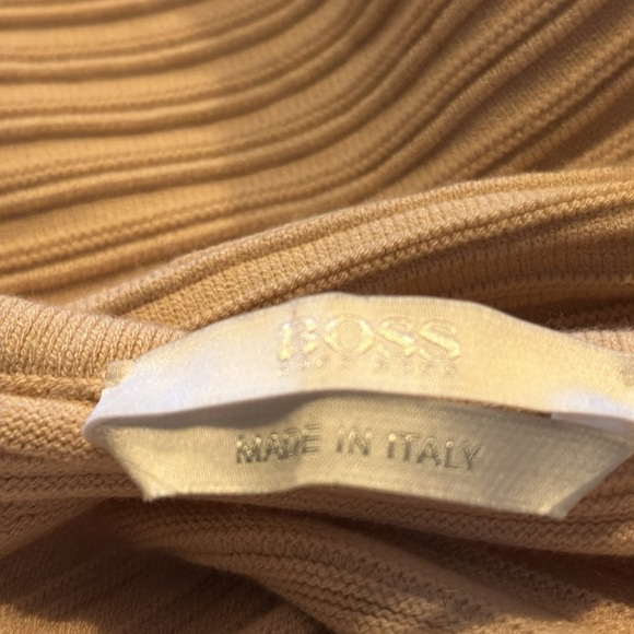 BOSS Hugo Boss Ribbed Double Knit Long Sleeve High Neck Top Made in Italy - Picture 10 of 12